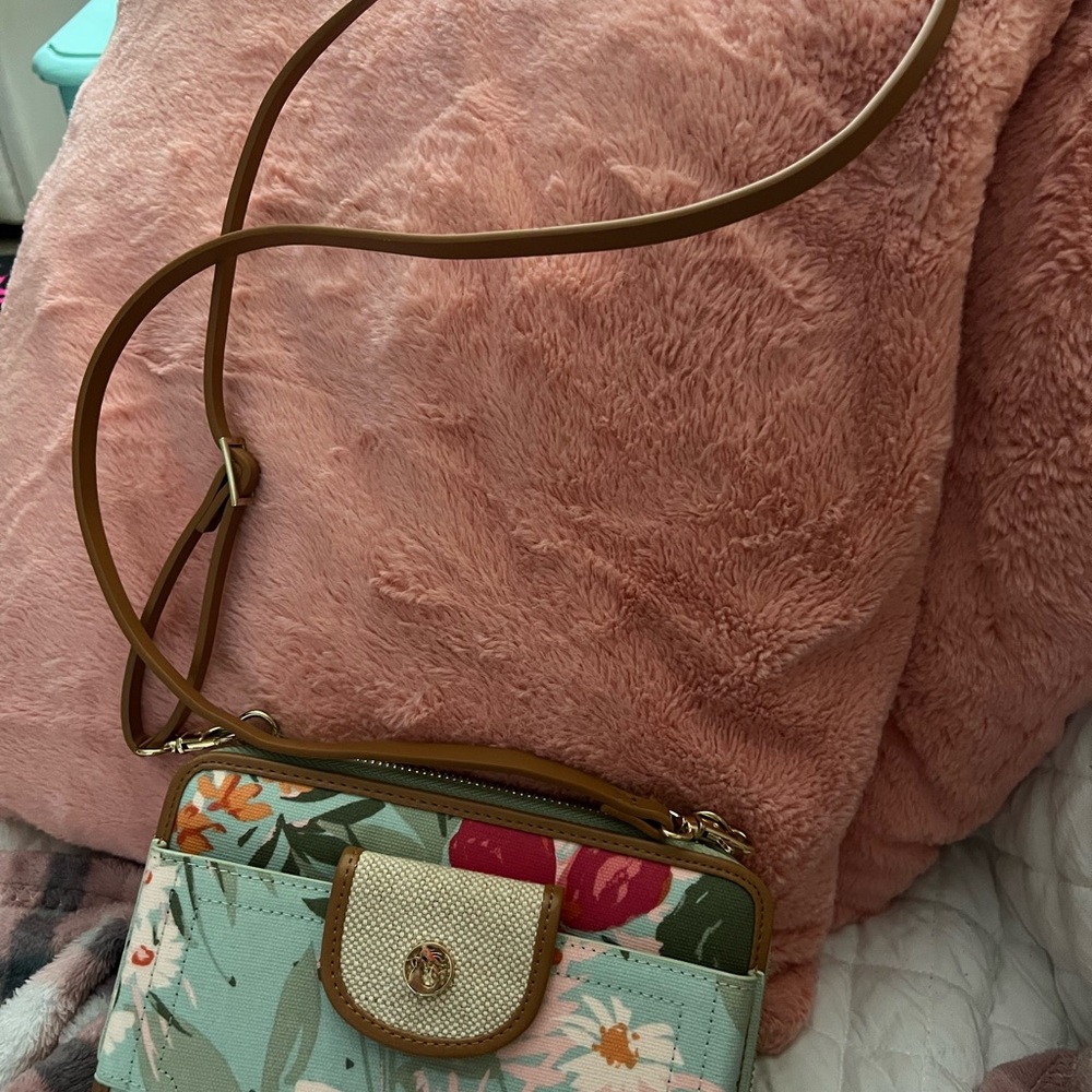 Spartina 449 Floral Crossbody Bag - Blue and Brown - Picture 2 of 4